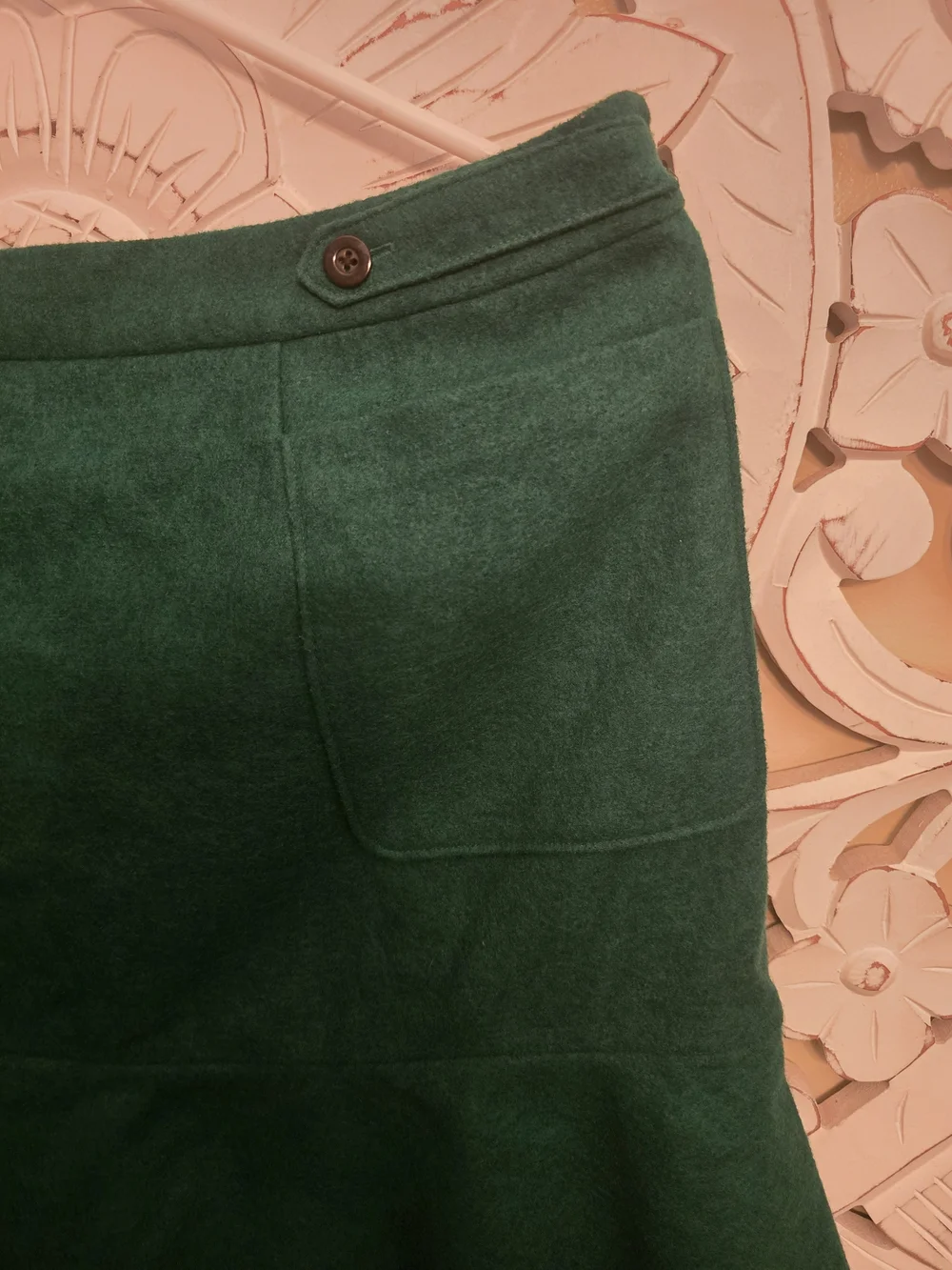 Anthropologie Maeve Green Ruffle Wool Skirt